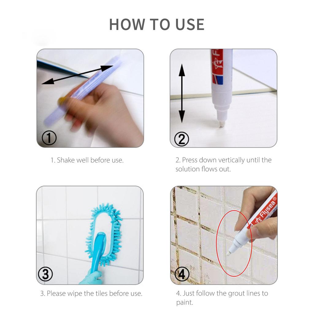 Grout Repair Marker Grout Tile Pen Grout Restorer Pen Renew Marker with Replacement Nib Tip for Tile Grout Lines Tile Wall Floor Bathrooms Kitchen