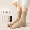 5 Pairs Toe Socks Women High Quality Cotton Five Finger Socks Middle Tube Crew Socks with Separate Fingers Four Seasons Hosiery