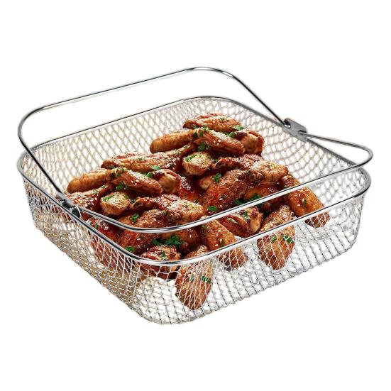 Квадратная корзина для аэрофритюрницы для COSORI 5.8QT/для Instant Vortex 6QT, сменная корзина из нержавеющей стали с ручкой, безопасная для посудомоечной машины, для приготовления
