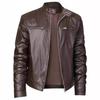 New Men's Stand-Up Collar Slim Leather Jacket Zipper Pocket Decorative Leather Jacket Motorcycle Clothing Men's Jacket