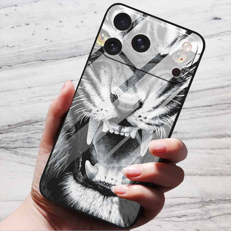Cartoon Patterns Case For iPhone 17 Pro Plus Capa 17 Pro Max Bumper Luxury Tempered Glass Hard Back Cover iPhone17 Air Funda