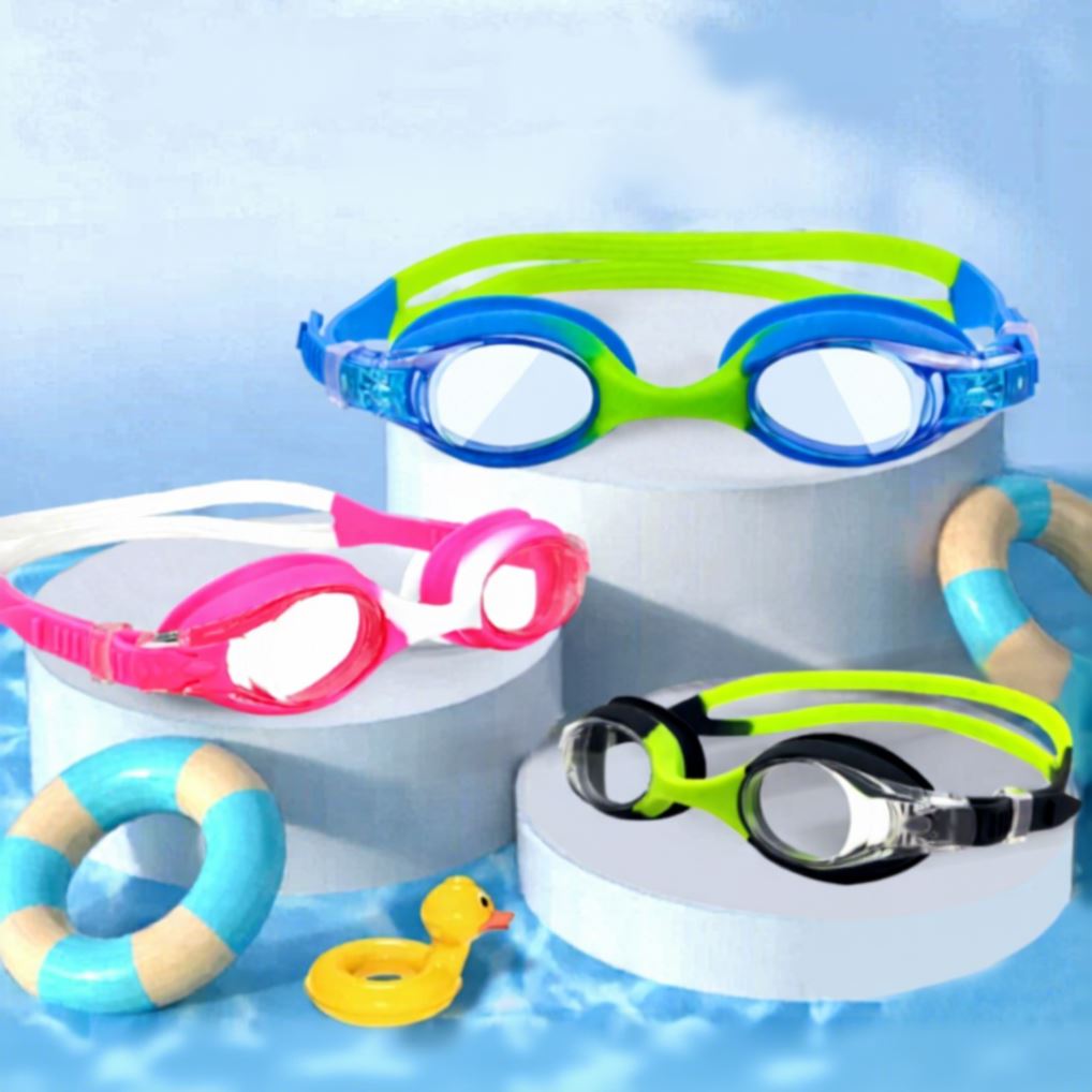 Stock Children Anti-Fog Sun Protection Silicone Swim Goggles for 3-14 Years Waterproof Adjustable No Leaking Training Leisure