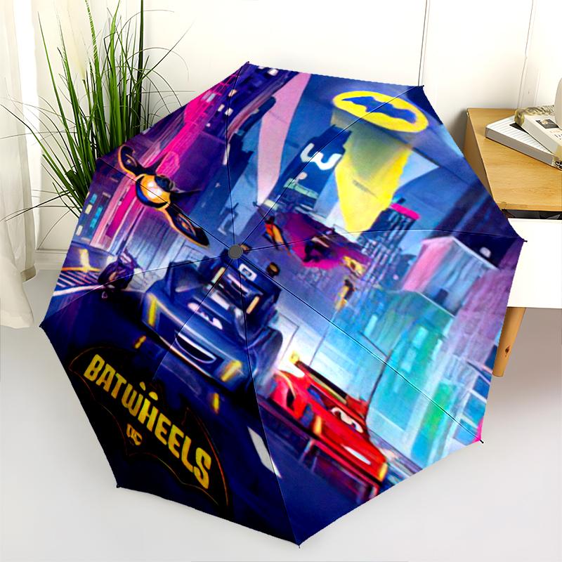 7pc Batman pattern Umbrella Portable Folding Umbrella Iron Frame Hole Bone Structure Outdoor Home Umbrella