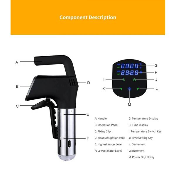1100W Touch Accurate Waterproof Sous Vide Immersion Circulator Vacuum Slow Cooker with LCD Digital 220V EU