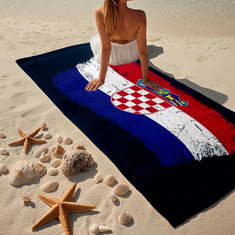 Croatian Football Pride Microfiber Beach Towel, Lightweight And Quick-Dry, for Summer Travel, Beach Essential, Swimming Pool