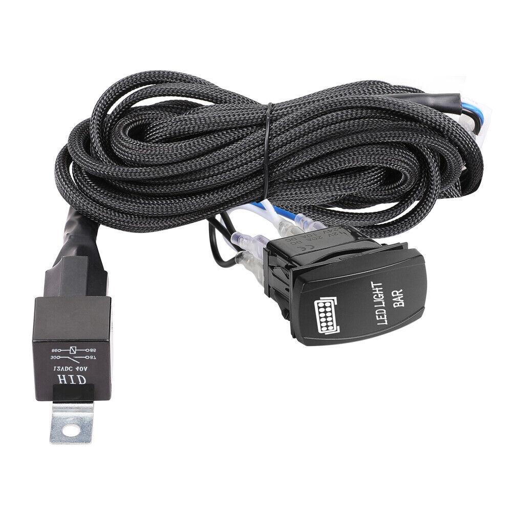 LED Light Bar Wiring Harness Kit 16 AWG / 18 AWG Universal LED Wiring Harness 12V 40A Relay On Off Rocker Switch Wiring Harnes