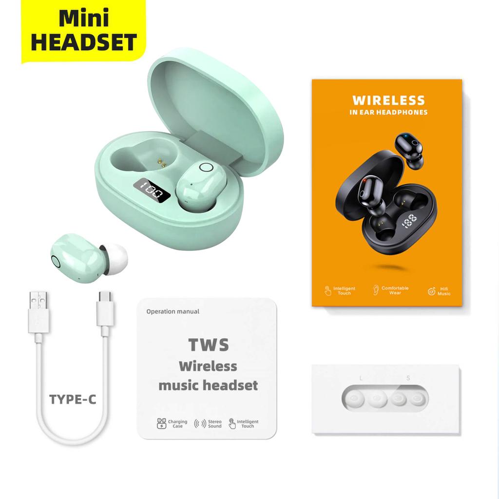 Digital Display Mini TWS Wireless Bluetooth Earbuds In-Ear Unisex Macaron Earphones Sports Waterproof