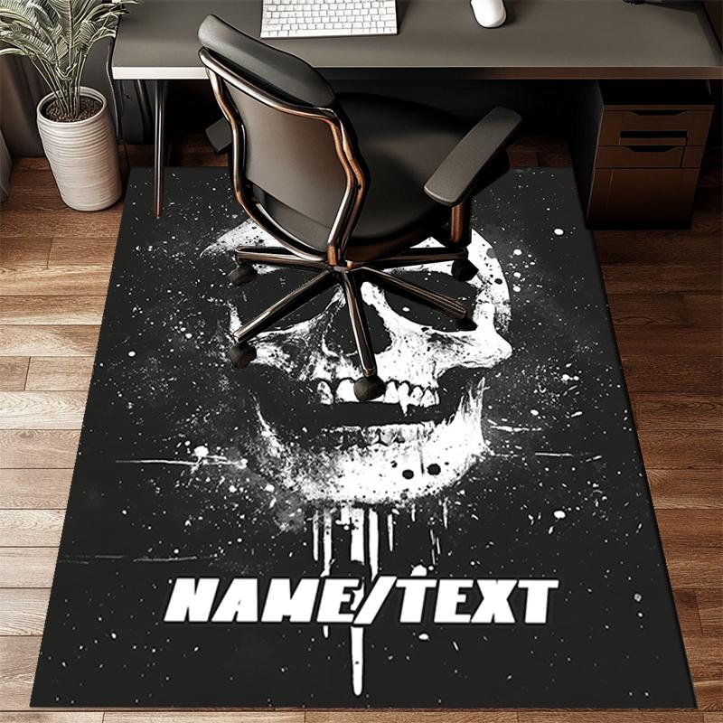 1PC Custom Name Skull Art Theme Floor Mat Ideal for Living Room, Game Rooms, Office, Bedroom,Floor Mat Playful Design