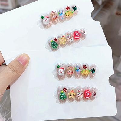 Чисто ручная работа Фототерапия Носить Накладные ногти Рождественская вечеринка Носить Ногти Готовое изделие Многоразовый Нейл-арт