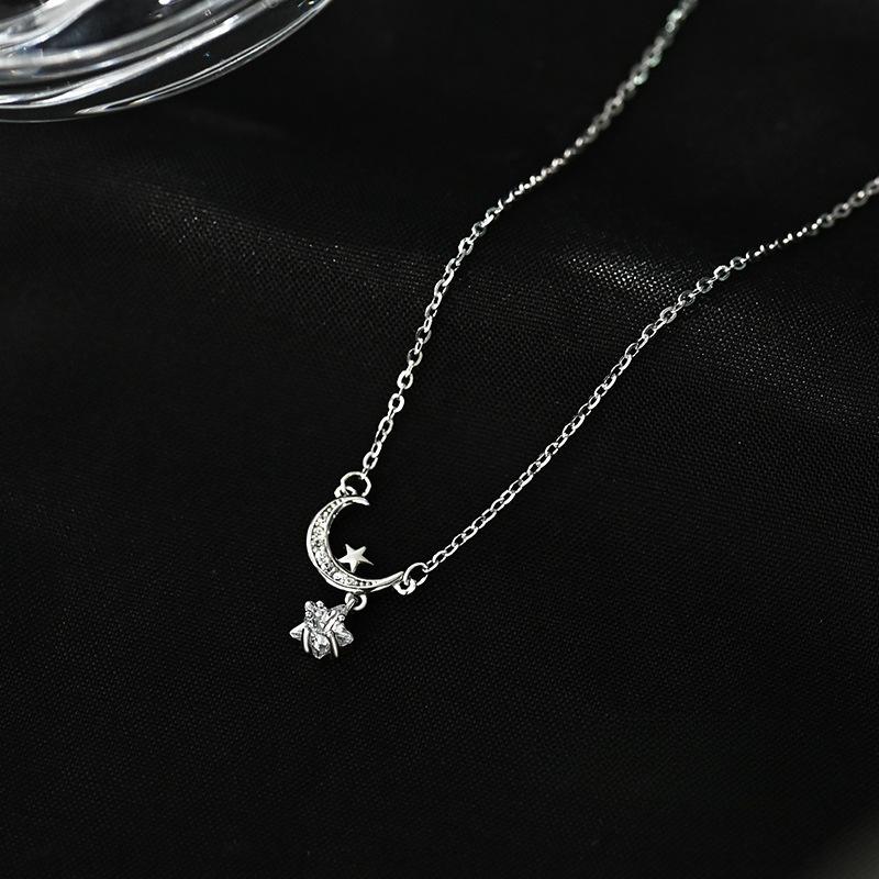 Изысканное, легкое, роскошное, высококачественное, ожерелье «Звезда и Луна», супер сверкающее, модное, изысканное, маленькое и маленькое колье на ключицу
