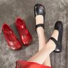 Flat Shoes Women's Shoes Ethnic Style Head Layer Cowhide Single Shoes Soft Bottom Leather Shoes