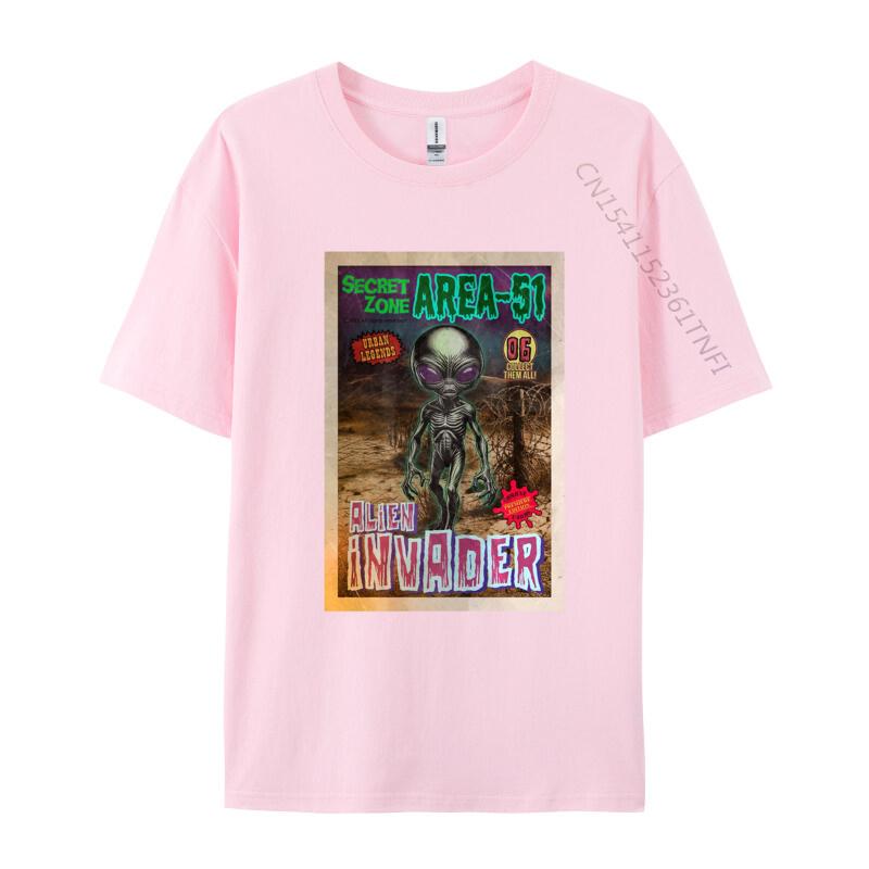Area 51 Alien Tshirt Alien UFO Invader Tshirts Casual Cotton T Shirt For Men Mens Clothing Plus Size