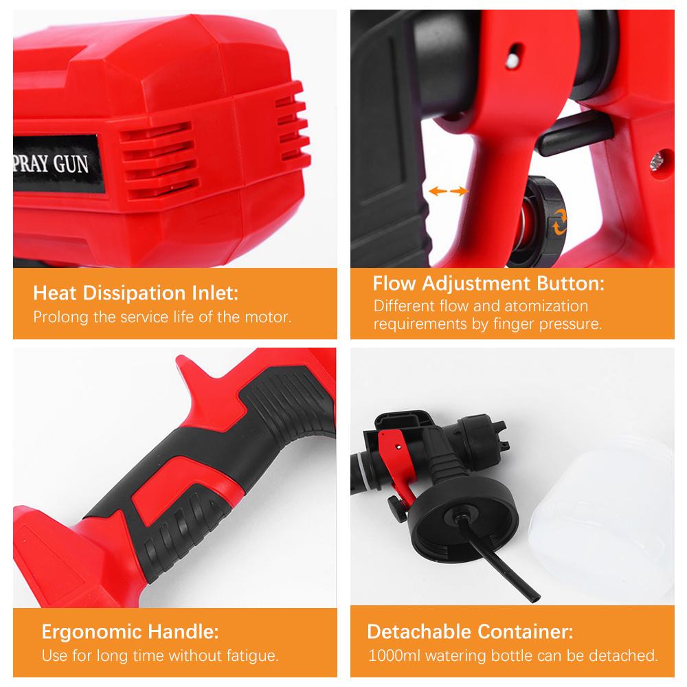 Electric Paint Sprayer with 2.5mm Copper Nozzles 550W 800ml Container for Home Interior and
