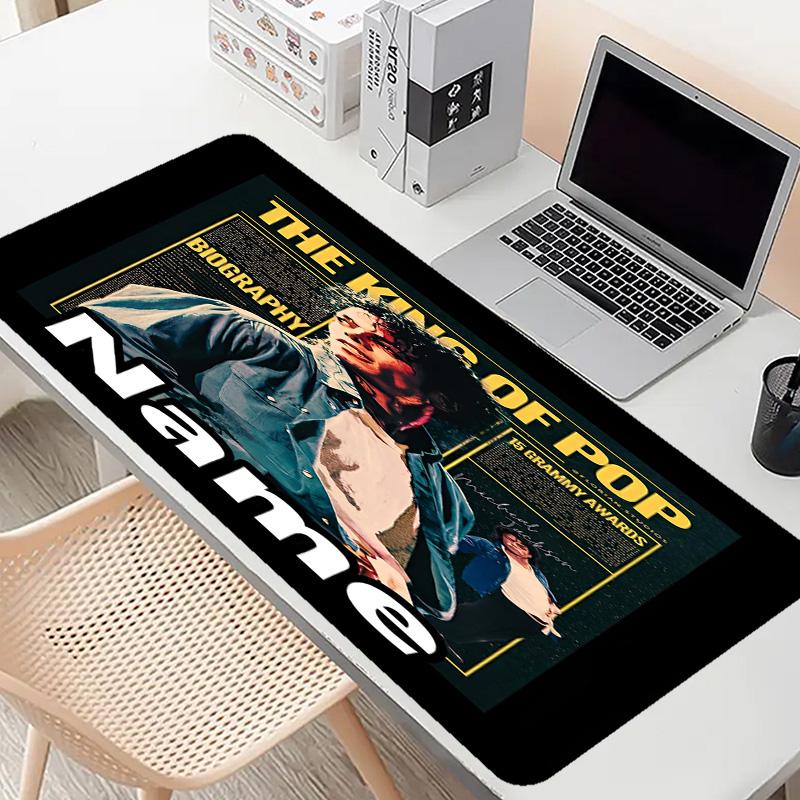 Custom Name Personalized Michael Jackson Pattern Mousepad, Laptop PC Desk Mat, Decorative Desk Mat for Home Keyboard Pad Gift