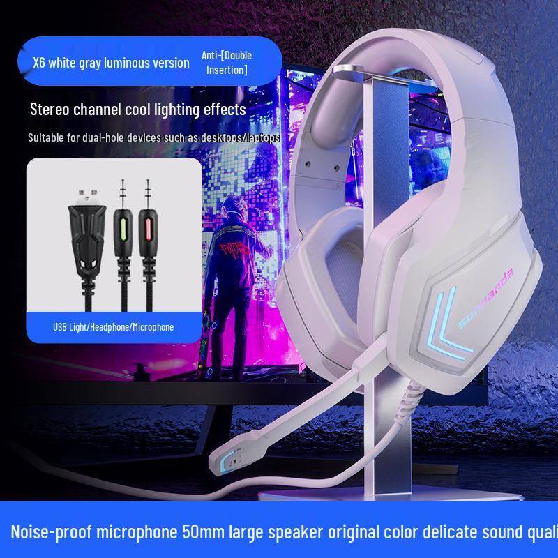 Игровая USB-гарнитура с шумоподавлением и классными световыми эффектами для ПК/ноутбука