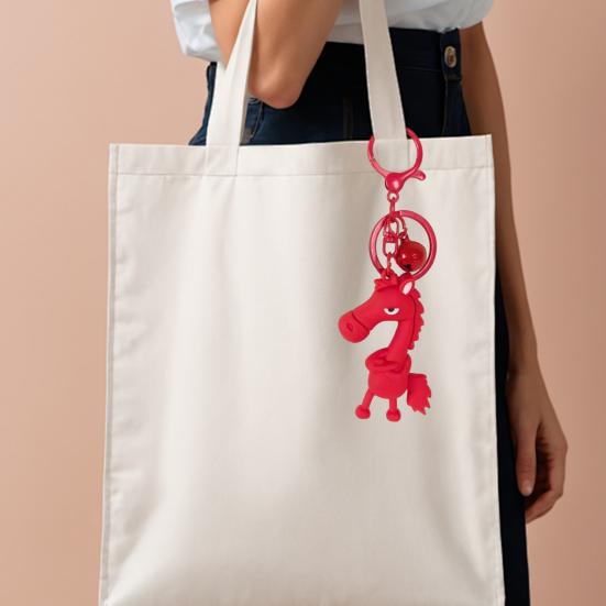 Крутой брелок для ключей с лошадью, милый мультяшный брелок с подвеской в виде лошади, металлический брелок для рюкзаков, сумок с брелоком-колокольчиком