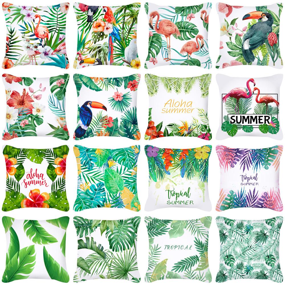 Новый дом Зеленое растение Тропическая наволочка без наполнителя Наволочка Подушка для поясницы Наволочка Мебельные принадлежности