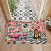 Retro Car & Rock Bar Themed Rug, non-slip rug, suitable for living room, bedroom, game room, computer room and home décor.