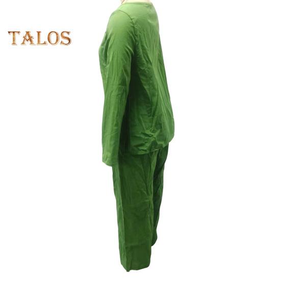 2Pcs/Set Women Casual Outfit O-neck Long Sleeve Tops Elastic Waist Wide Leg Long Pants Set Solid Color Loungewear