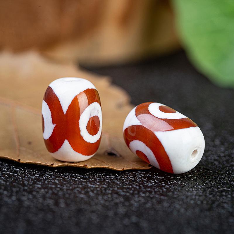 Tibetan Three-Eyed Dzi Agate Beads for DIY Jewelry