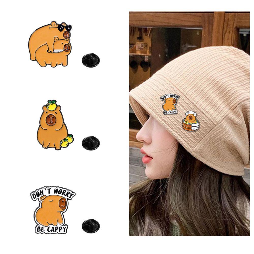 Cartoon Capybara Brooch Hat Buckle Capybara Corsage Cute Small Animal Badge Children