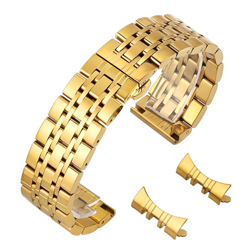 Изогнутые концы ремешки для часов из нержавеющей стали 22 мм 20 мм 18 мм 16 мм 14 мм браслет для мужчин женщин ремешки для часов застежка-бабочка ремешок для запястья