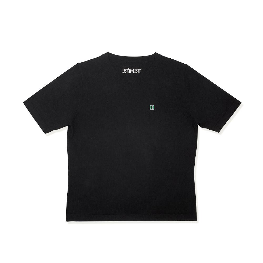 TRIMERE Logo Wappen Short Sleeve Round Knit Woman Black
