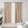 VidaXL Blackout Curtains Linen Look and Hooks 2 Pcs Beige 140x175cm