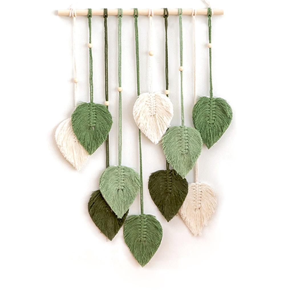 Настенный гобелен ручной работы из листьев в стиле бохо, подвесной кулон, поделки, подвесной подарок для ребенка