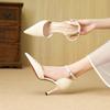 New one-word bag head high heels femininity pointed head thin heel red sole sexy hollow sandals women