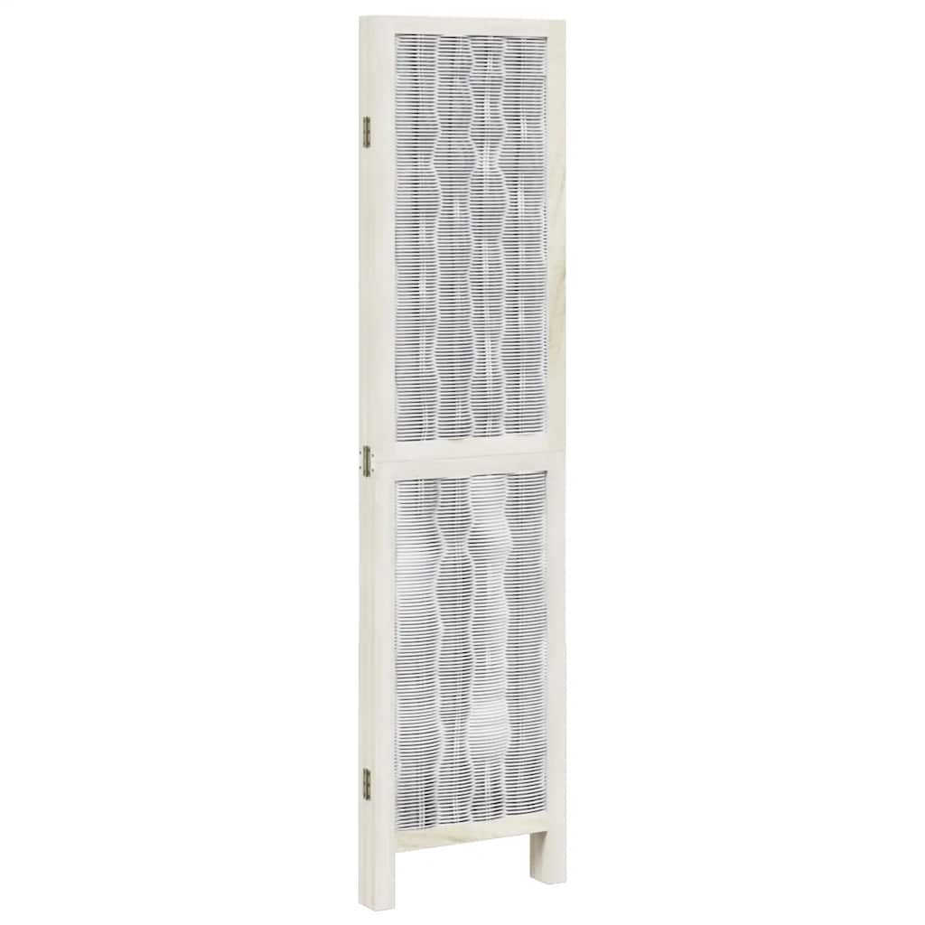 4 Piece Room Divider White Solid Paulownia Wood