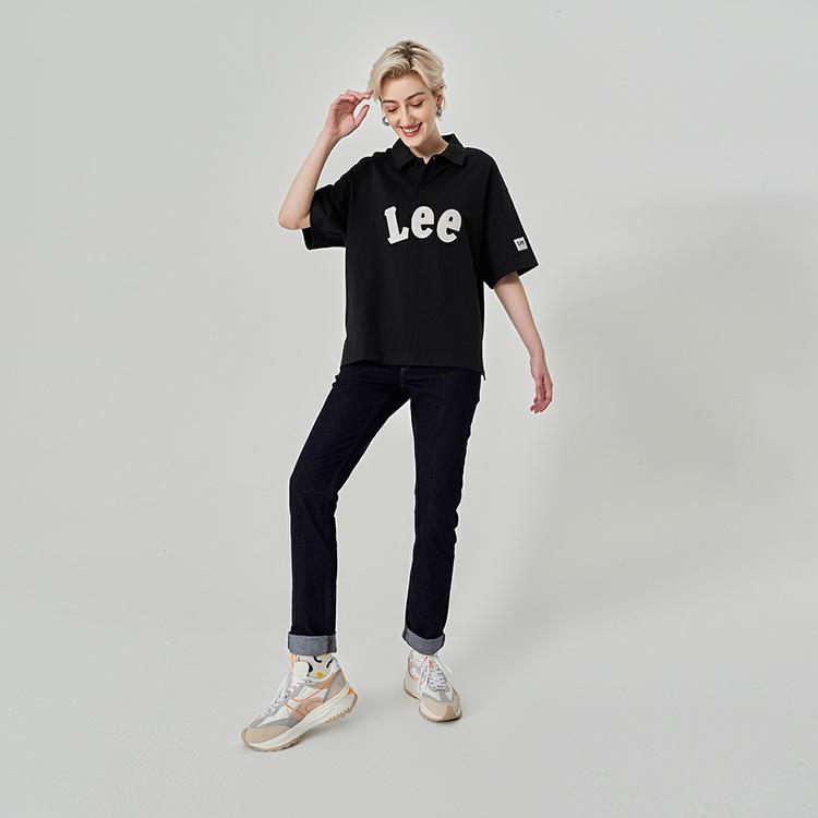 Lee Polo Shirts Unisex Black Polo Collar Moderate Straight Fit LUT006678101245K11000