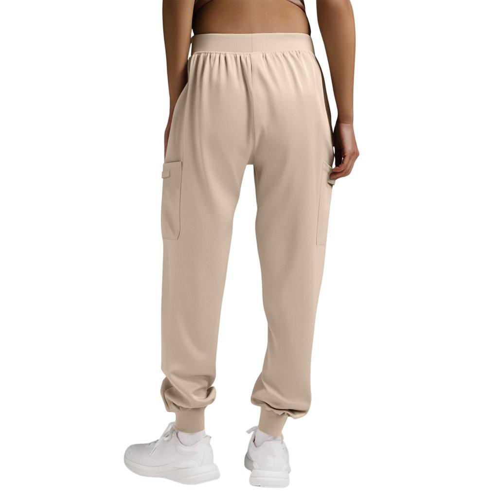 Ladies' Fashionable Solid Color Drawstring Elastic Waist Pocket Protective Casual Pants