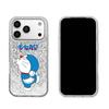 Свободный чехол Дораэмон для iphone 15 Air 17 Pro XS Max 14 XR 12 16 Plus 11 18 Pro Max 13 Серебристый фон с трещинами и блестками