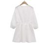 Spring/Summer 2025 Women's Embroidered V-Neck Elastic Waist Slimming Long-Sleeve Short Dress