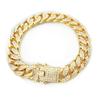 12mm 20cm Cool Cuban Chain Bracelet for Men Chain Zirconia Thick Curb Chain Bracelet 18K Gold Plated Hip Hop Party Popular Accessories