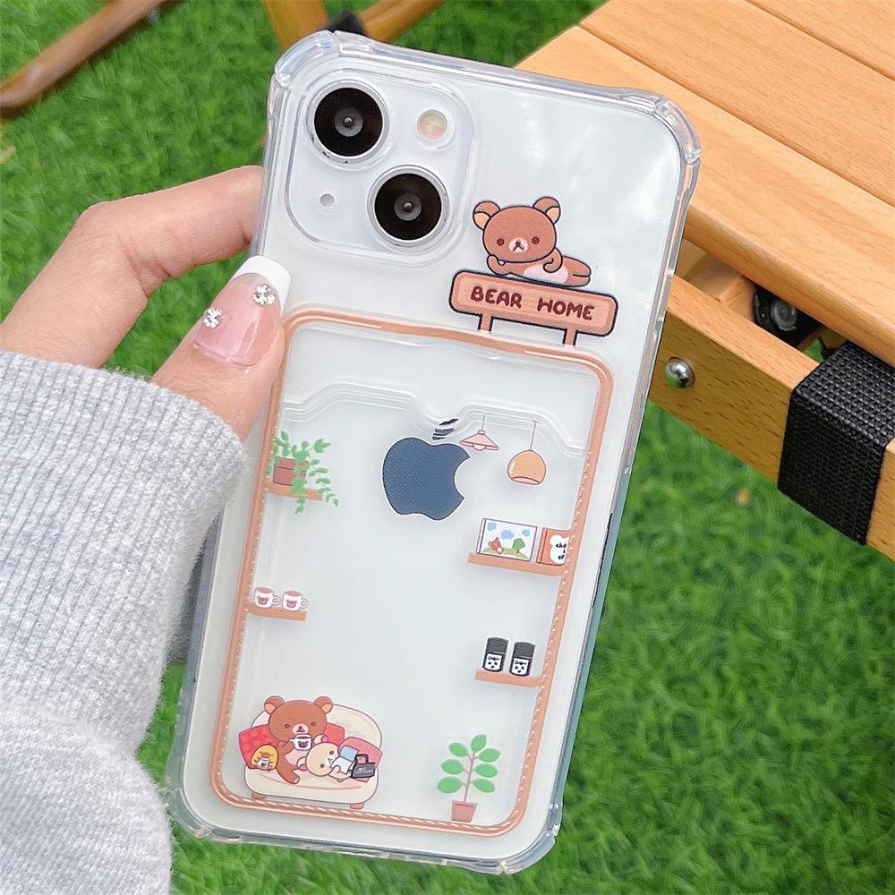 Чехол Brown Bear Love Series для iPhone 12/14 Pro, 11, XR, XS — прозрачный, женский, для пользователей Apple от 15 лет.