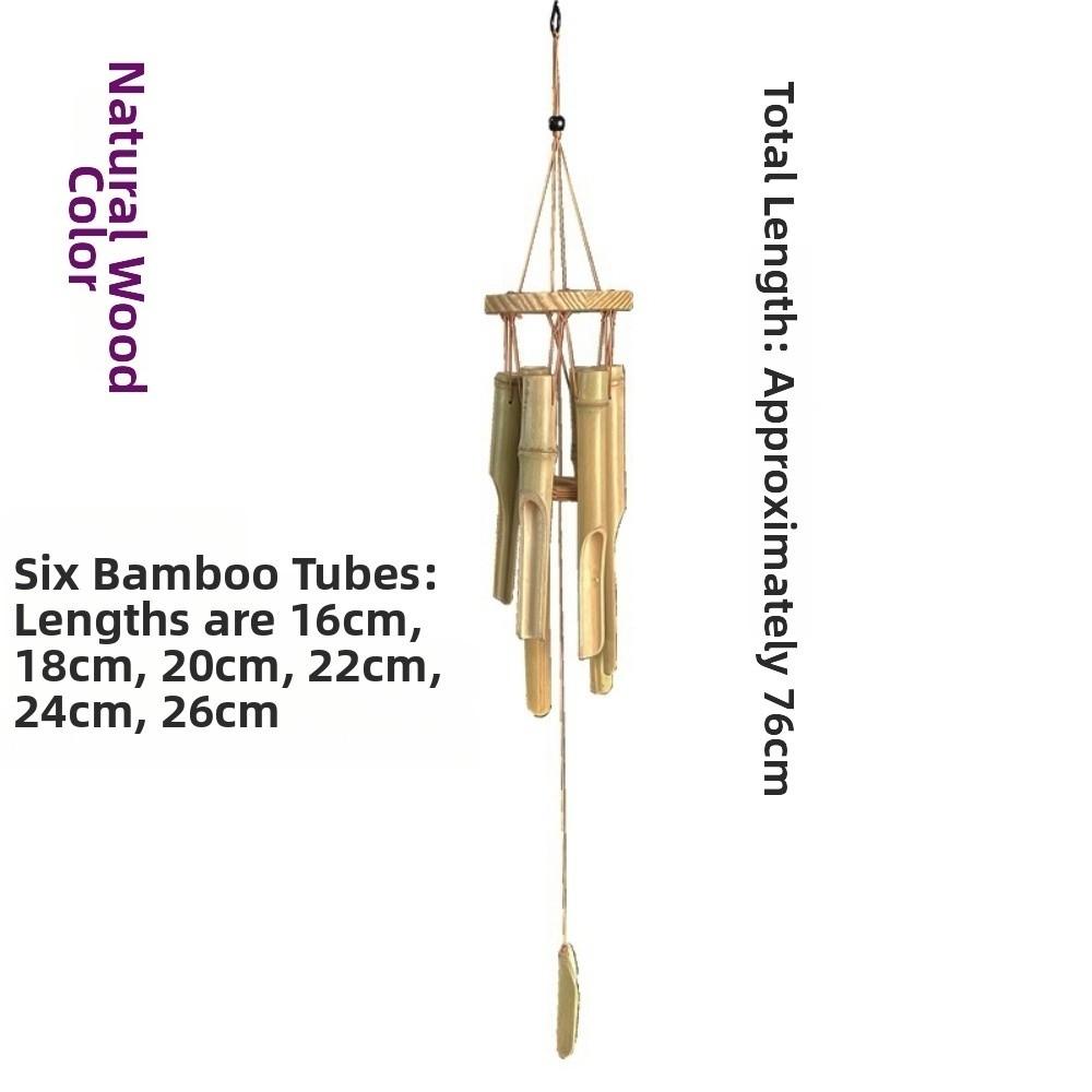 6 Tubes Bamboo Wind Chime Hand-Carved Garden Art Crafts Retro Hang Decorations Home Decoration