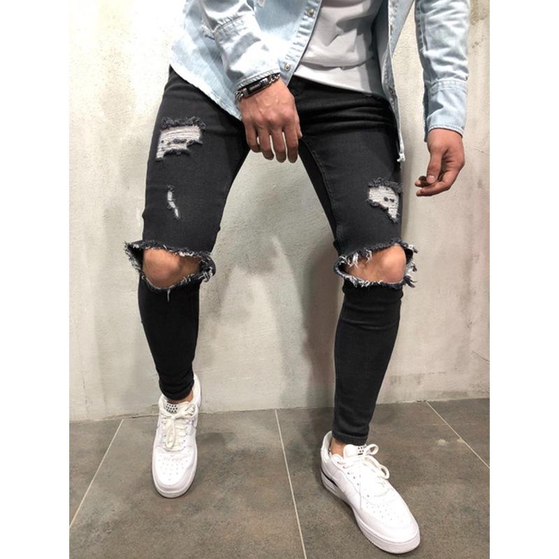 Men's Jeans New Ripped Slim-Fitting Men's Clothing Trousers Men's Clothing Skinny