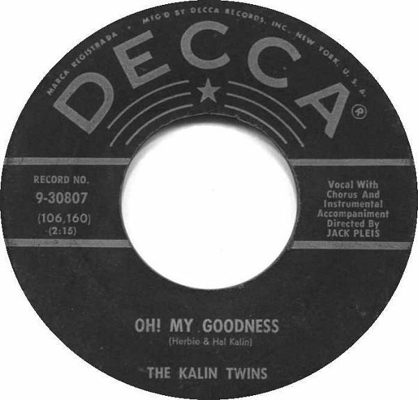 7-дюймовая пластинка KALIN TWINS Oh My Goodness 930807 Decca 1958 US Rock Б/у