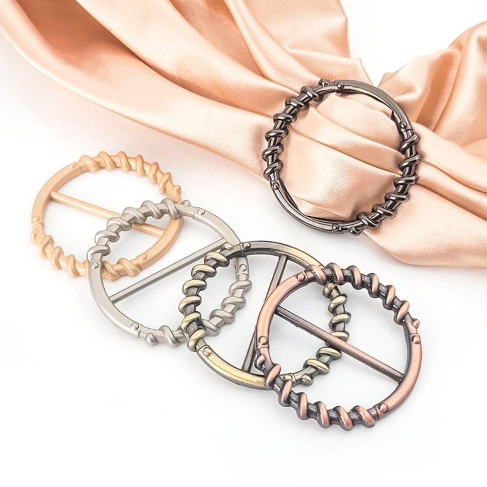 Hijab Scarf Clip Clothing Corner Knotted Buckles Round Metal Scarf Buckle Girls