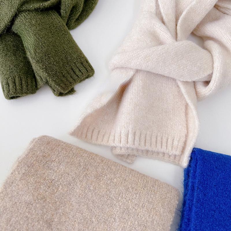 Шикарные теплые меховые шарфы для мальчиков и девочек, модные корейские однотонные шарфы для малышей, осенне-зимние шарфы из кашемира и шерсти