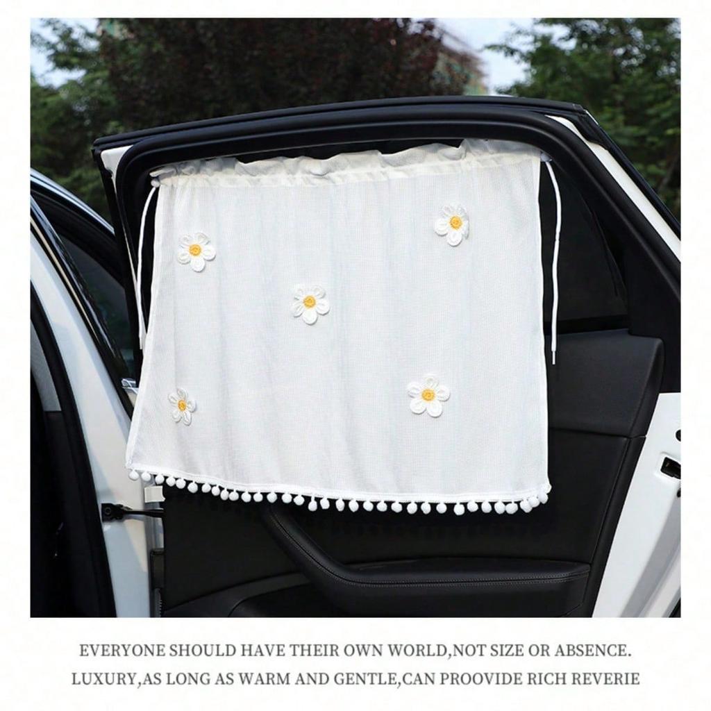 Car Sunshade, Waffle Small Fresh Flowers Car Sunshade, Car Sunshade, Sun Protection And Privacy Curtain