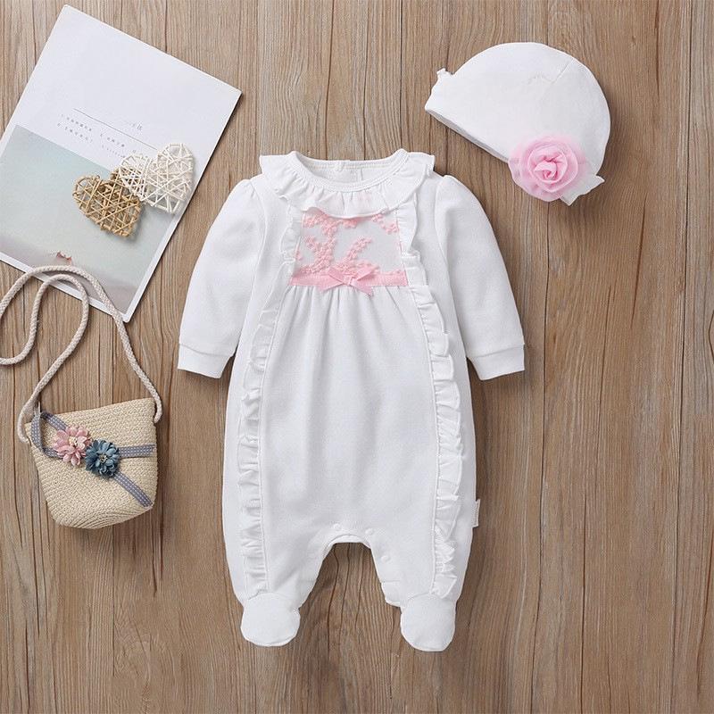 Baby Girl Long-Sleeve Footed Romper - Spring/Autumn