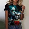 Women's T-shirt for Girls Summer Short Sleeve Casual  Horror Undead Skull Pattern  T-shirts