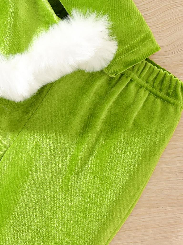 Детский рождественский комплект Платье с длинным рукавом+брюки+повязка на голову Набор из трех предметов