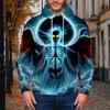 Autumn New 3D Skeleton with Wings Printed Men's Thin Hoodie Casual Comfortable 3D Digital Printing Hoodie Men