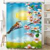 Sunshine and Bird on Cherry Blossom Branch Waterproof Shower Curtain Heat Resistant Machine Washable Non-Transparent 180x180cm