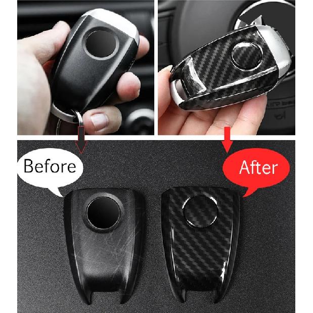 Carbon Fiber Style ABS Plastic Key Shell Cover Trim For Alfa Romeo Giulia Stelvio 2017 2018 Car Accessories Parts