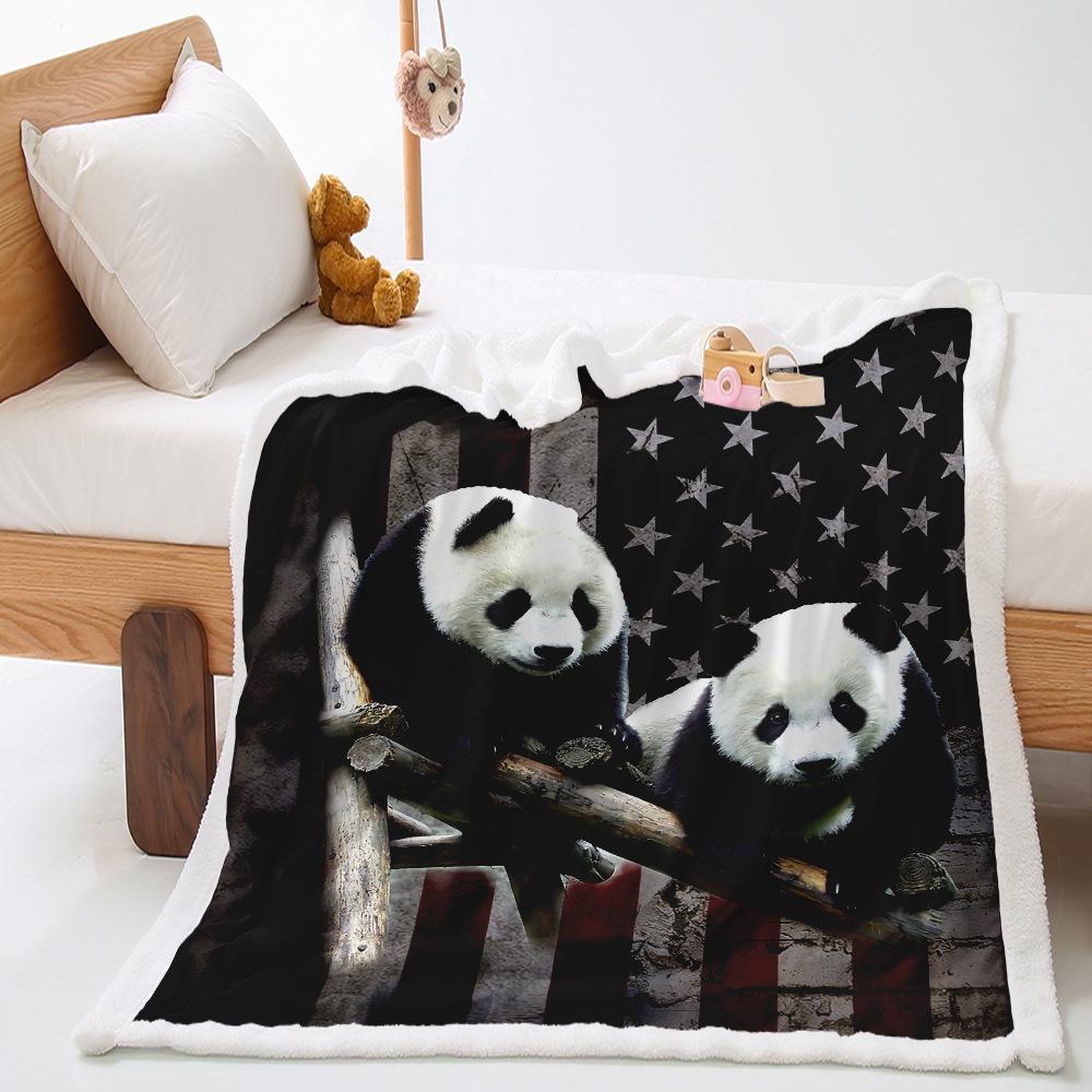 American Animal 2D Digital Printing Thickened Lamb Wool Crystal Fleece Blanket One Piece